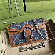 Gucci Dionysus super mini bag blue and irovy GG denim 476432 17cm - 1