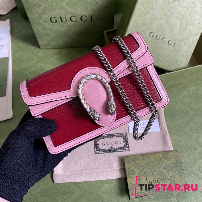 Gucci Dionysus super mini bag red and pink leather 476432 17cm - 1