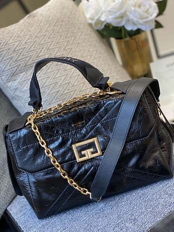 Givenchy ID quilted crinkled glossed-leather bag black 29cm