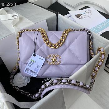 Chanel 19 handbag calfskin in bright purple 26cm