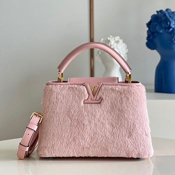 LV Capucines BB with mink fur in pink M48865 27cm