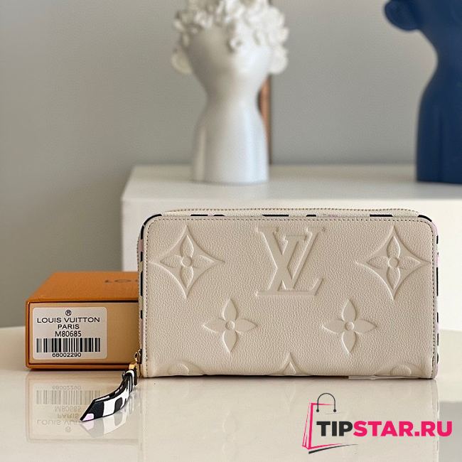 LV zippy wallet monogram empreinte leather in white M80680 19.5cm - 1