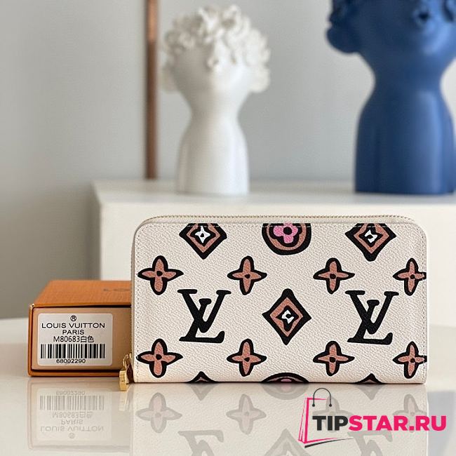LV Zippy wallet Wild at Heart seasonal collection in white M80683 19.5cm - 1