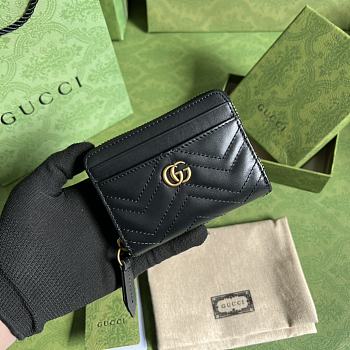 Gucci GG Marmont matelassé zip card case black leather 671772 11.5cm