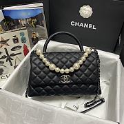 Chanel Coco handle with pearl & silver hardware 92990 23cm - 1