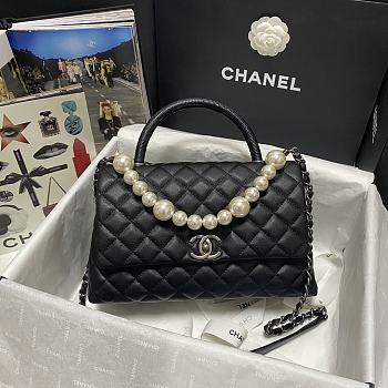 Chanel Coco handle with pearl & silver hardware 92990 23cm