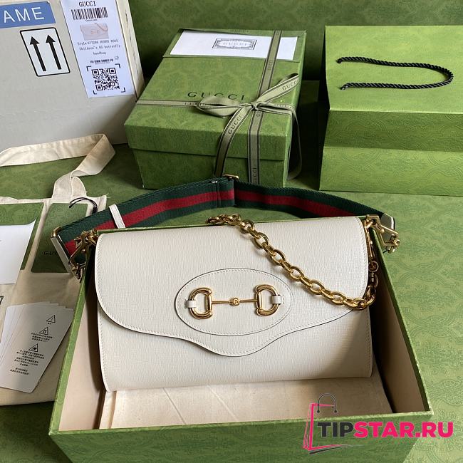 Gucci Horsebit 1955 small bag white leather 677286 26cm - 1