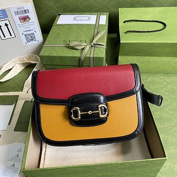 Gucci Horsebit 1955 shoulder bag red/yellow 602204 25cm