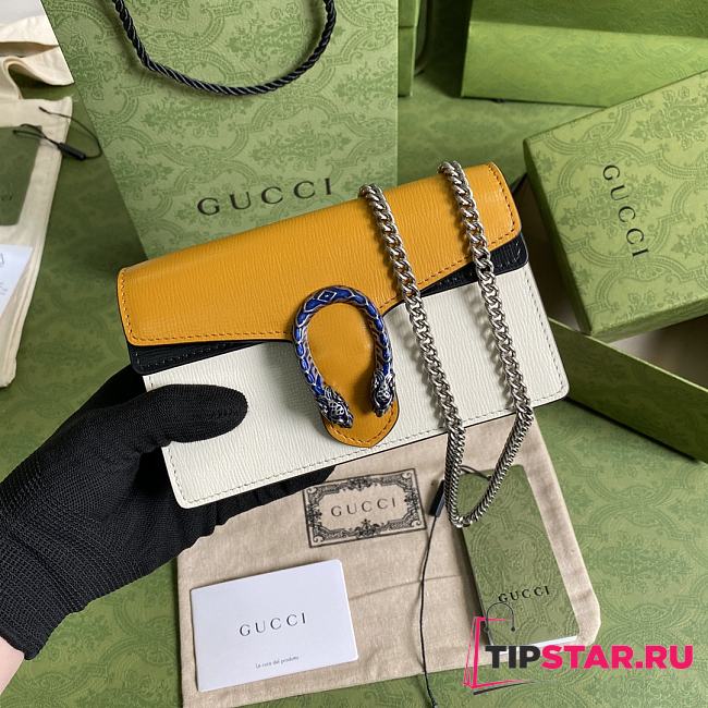 Gucci Dionysus super mini bag yellow and white leather 476432 17cm - 1