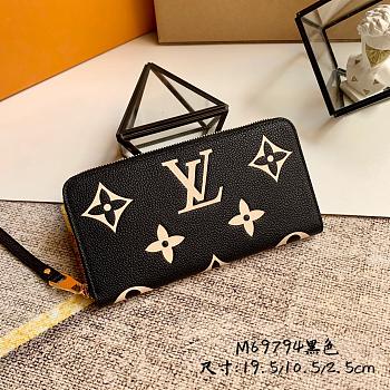 LV Zippy wallet bicolor monogram empreinte leather in black/beige M69794 19.5cm