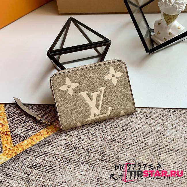 LV Zippy coin purse bicolor monogram empreinte leather in dove/cream M69787 11cm - 1