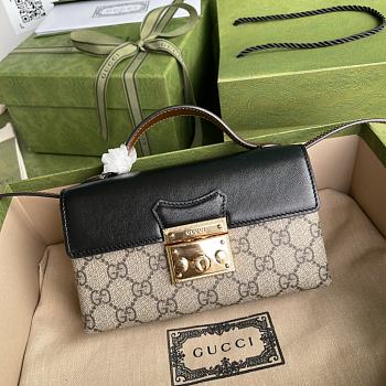 Gucci Padlock mini bag in beige and ebony GG supreme in black 652683 18cm
