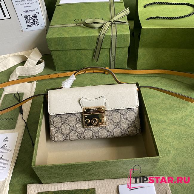 Gucci Padlock mini bag in beige and ebony GG supreme in white 652683 18cm - 1