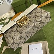 Gucci Padlock mini bag in beige and ebony GG supreme in white 652683 18cm - 5
