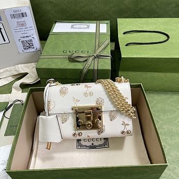 Gucci Padlock small berry shoulder bag white leather 409487 20cm