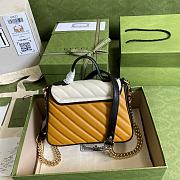 Gucci GG Marmont mini top handle bag in white and yellow leather 583571 21cm - 3