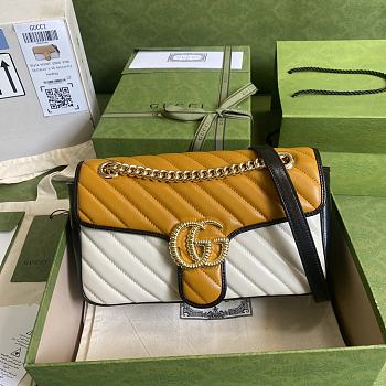 Gucci GG Marmont small shoulder bag white and yellow leather 443497 26cm