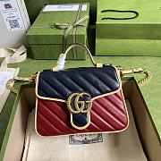 Gucci GG Marmont mini top handle bag in blue and red leather 583571 21cm - 1