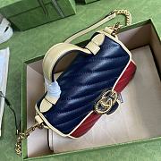 Gucci GG Marmont mini top handle bag in blue and red leather 583571 21cm - 2