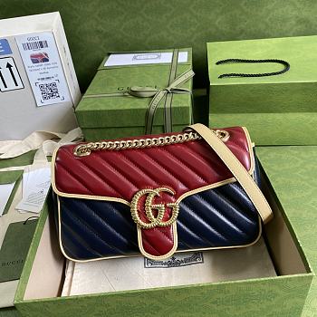 Gucci GG Marmont small shoulder bag blue and red leather 443497 26cm