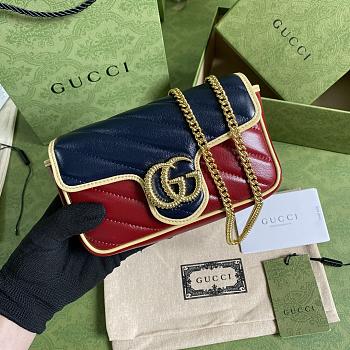 GG Marmont super mini bag in blue and red leather 574969 16.5cm