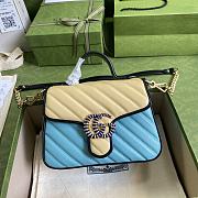 Gucci GG Marmont mini top handle bag in butter and pastel blue leather 583571 21cm - 1