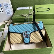 Gucci GG Marmont small shoulder bag in butter and pastel blue leather 443497 26cm - 1