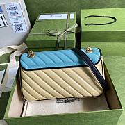 Gucci GG Marmont small shoulder bag in butter and pastel blue leather 443497 26cm - 3