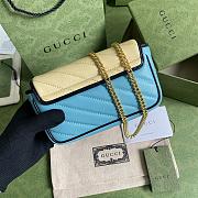 GG Marmont super mini bag in butter and pastel blue leather 574969 16.5cm - 2