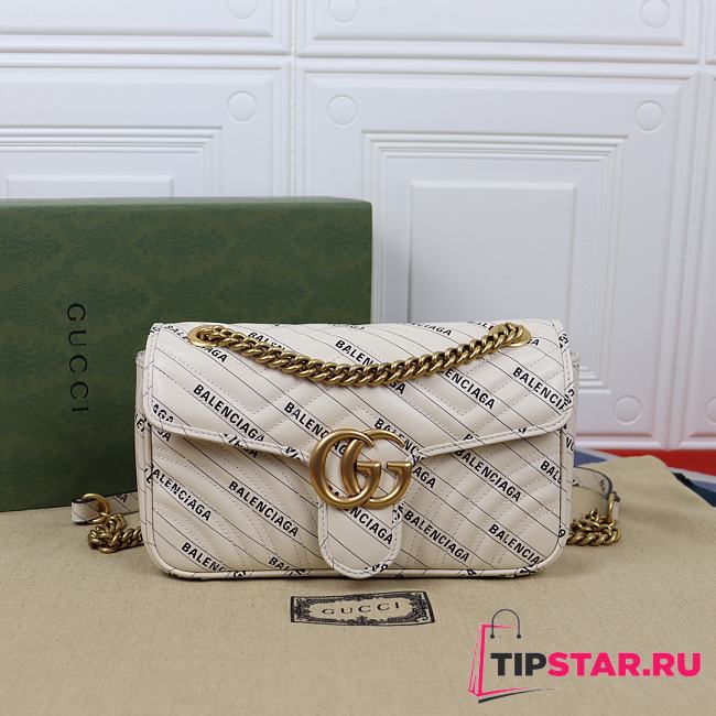 Gucci The Hacker Project small GG Marmont bag white leather 443497 25.5cm - 1