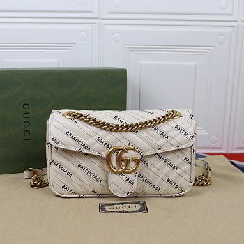 Gucci The Hacker Project small GG Marmont bag white leather 443497 25.5cm