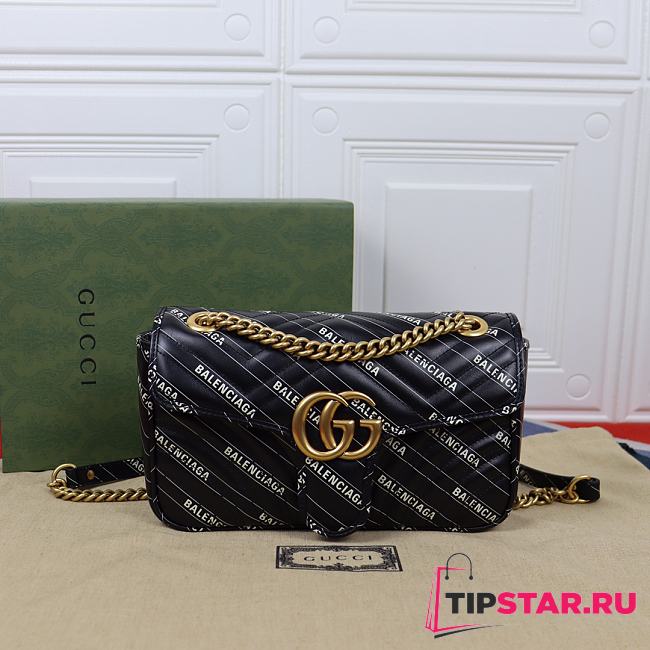 Gucci The Hacker Project small GG Marmont bag black leather 443497 25.5cm - 1