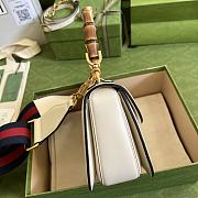 Gucci Small top handle bag with Bamboo white leather 675797 21cm - 4