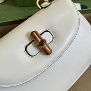 Gucci Small top handle bag with Bamboo white leather 675797 21cm - 3