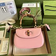Gucci Small top handle bag with Bamboo pink leather 675797 21cm - 1