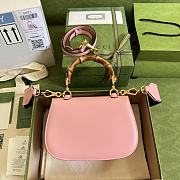 Gucci Small top handle bag with Bamboo pink leather 675797 21cm - 5