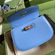 Gucci Small top handle bag with Bamboo blue leather 675797 21cm - 3