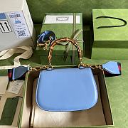 Gucci Small top handle bag with Bamboo blue leather 675797 21cm - 4