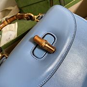 Gucci Small top handle bag with Bamboo blue leather 675797 21cm - 6