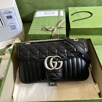 GG Marmont medium shoulder bag black leather 443496 31cm