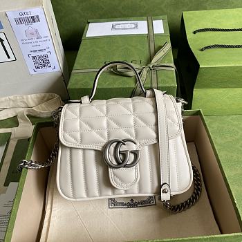GG Marmont mini top handle bag white leather 583571 21cm