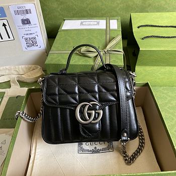 GG Marmont mini top handle bag black leather 583571 21cm