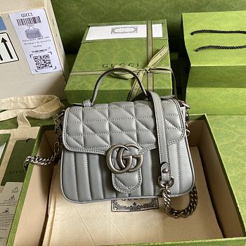 GG Marmont mini top handle bag grey leather 583571 21cm