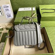 GG Marmont mini top handle bag grey leather 583571 21cm - 5