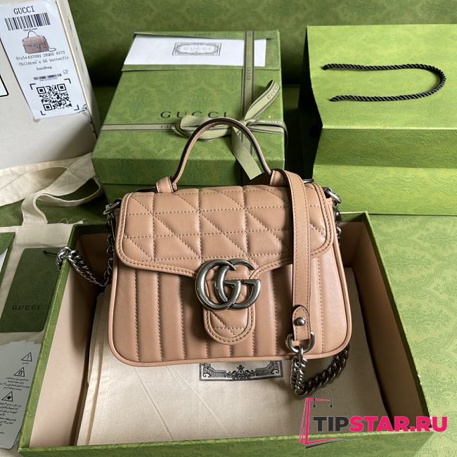 GG Marmont mini top handle bag rose beige leather 583571 21cm - 1