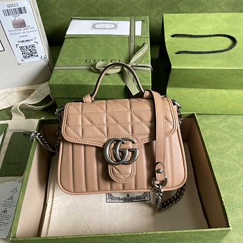 GG Marmont mini top handle bag rose beige leather 583571 21cm
