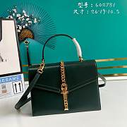 Gucci Sylvie 1969 small top handle bag in green leather 602781 26cm - 1