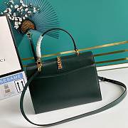 Gucci Sylvie 1969 small top handle bag in green leather 602781 26cm - 3
