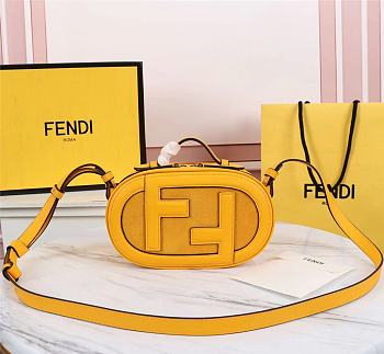 Fendi mini Camera case yellow leather and suede mini-bag 8BS058AHSBF192E 21cm
