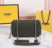 Fendi Midi baguette chain green FF fabric bag 8BR793AHW5F1F2L 24cm - 5